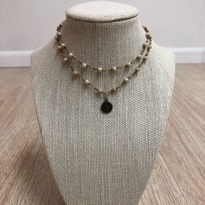 Double Wrap Coin Choker in Cream